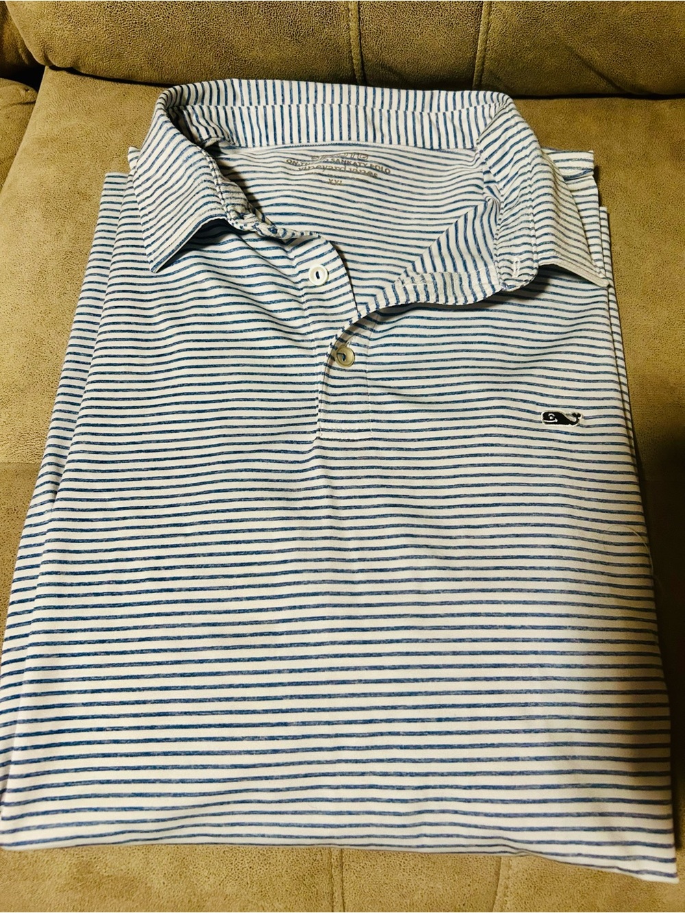 Vineyard Vines Blue and White Striped Polo